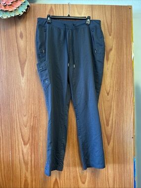 Purple Label Yoga by Healing Hands Navy Blue Yoga Pants L Large w/ Drawstring
